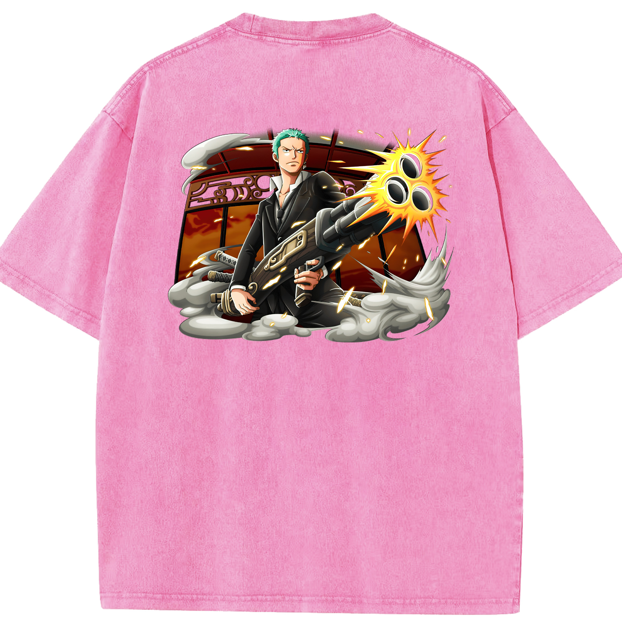 ワンピース ロロノア・ゾロ ONE PIECE Roronoa Zoro 綿100% ヴィンテージ風 半袖Tシャツ（背面プリント）